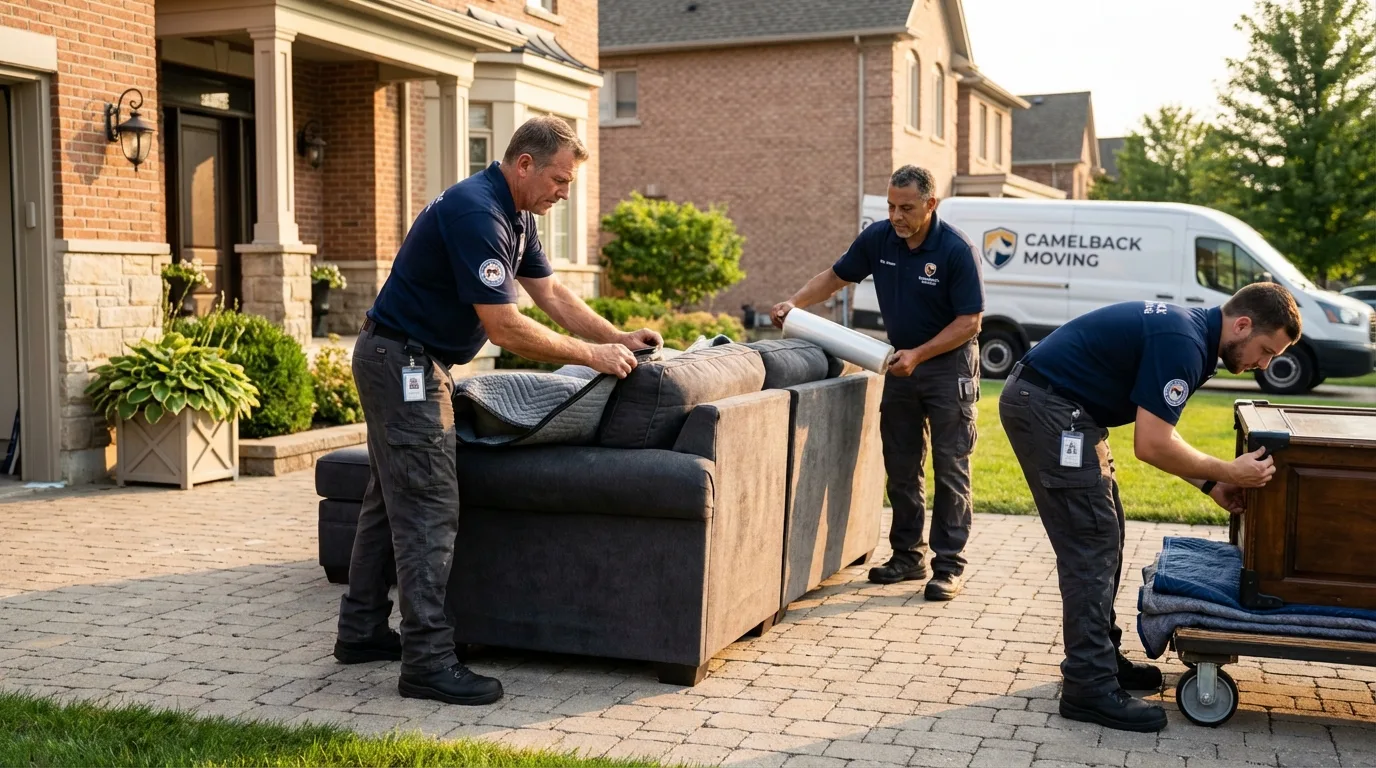 Large estate moving crew wrapping furniture in Burnet, TX